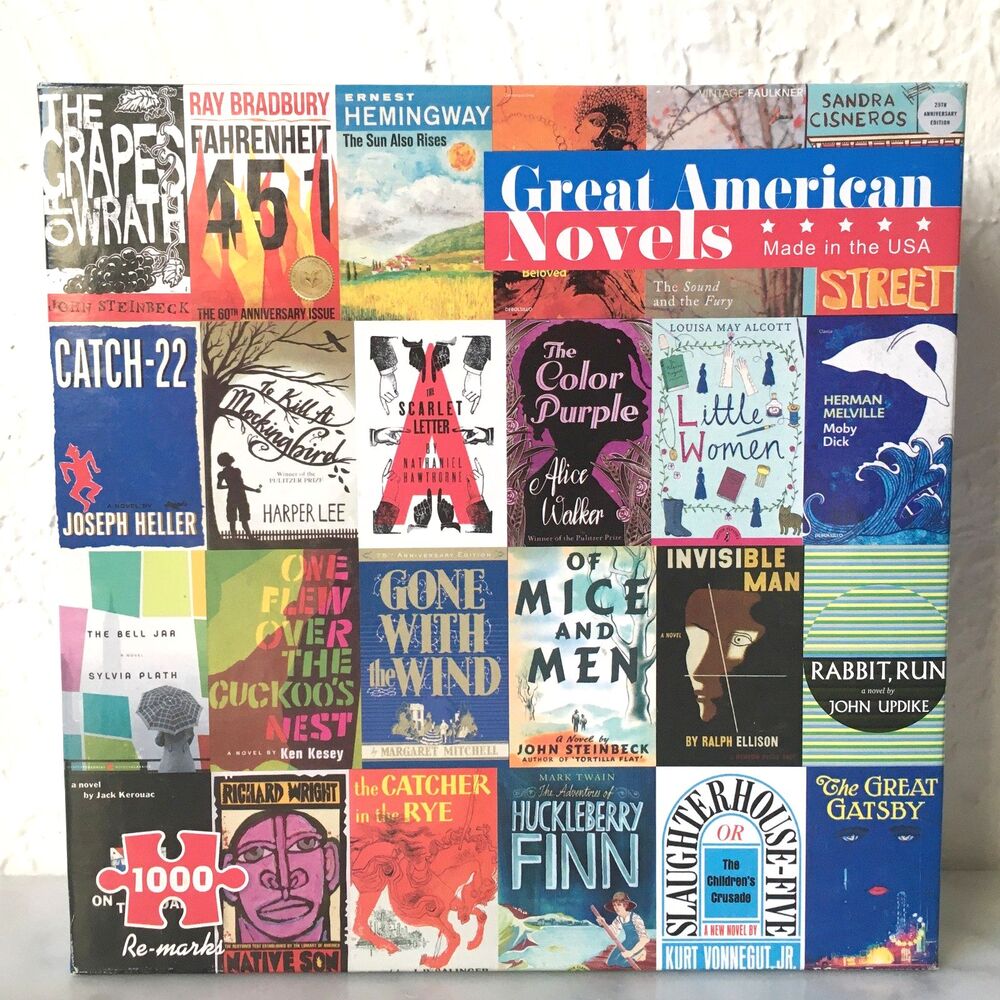 Great American Novels 1000 Piece Jigsaw Puzzle Re-marks Complete + Mini-Poster